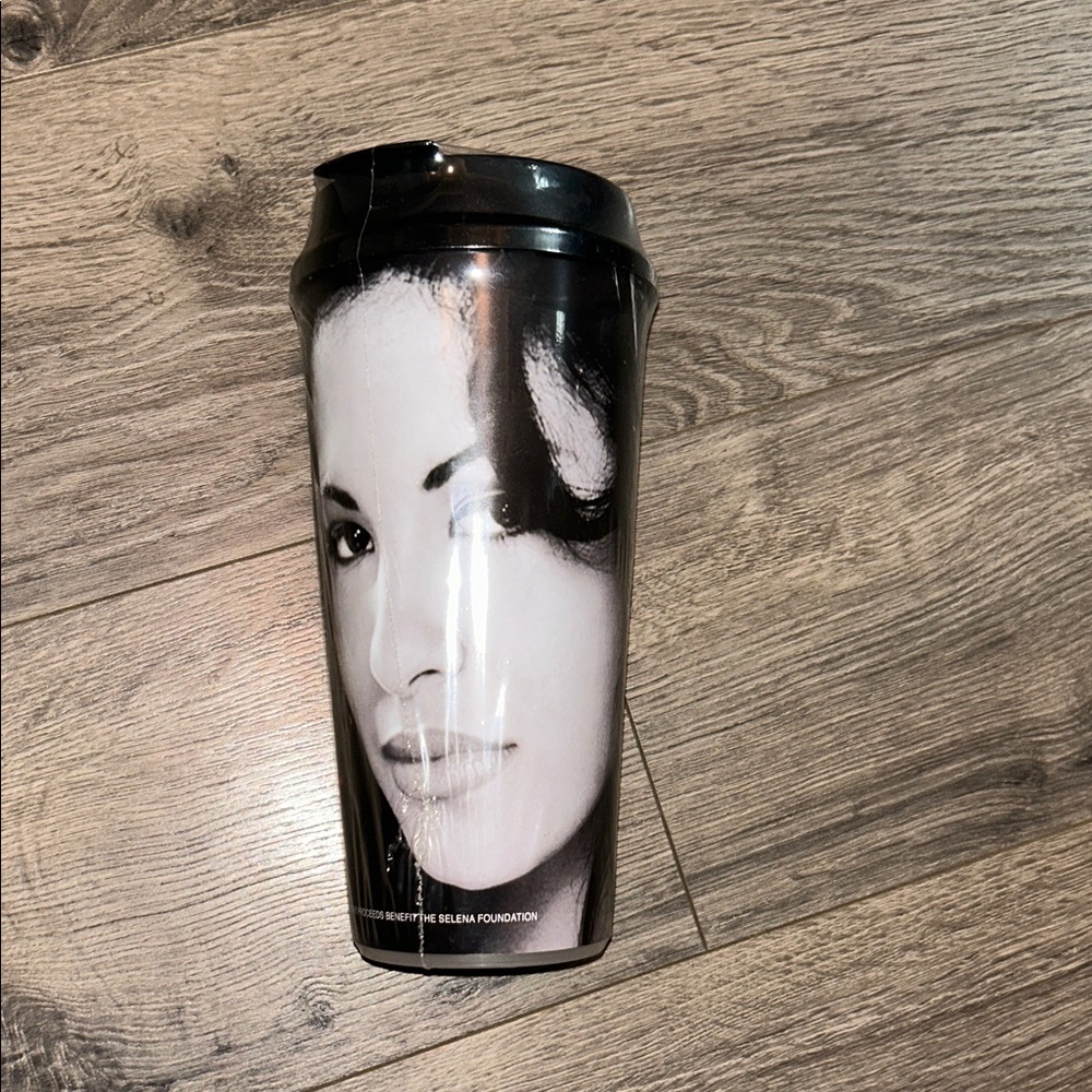 Selena black  and White Travel Mug